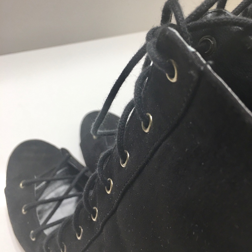Lace Up Black Suede Boots